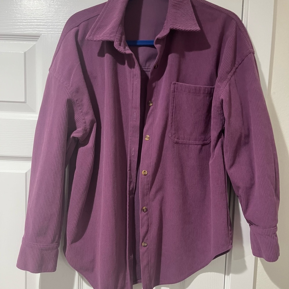 Women's Purple Button-Up over sized corduroy shirt